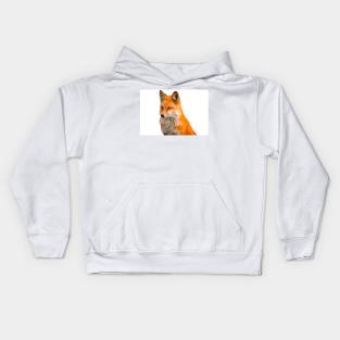 Red fox in low poly geometric design Kids Hoodie